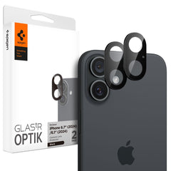 OCHRANNÉ TVRDENÉ SKLO PRE ŠOŠOVKU FOTOAPARÁTU SPIGEN OPTIK GLAS.TR CAMERA PROTECTOR 2-PACK IPHONE 16 / 16 PLUS BLACK