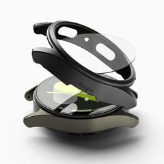 OCHRANNÉ PUZDRO S TVRDENÝM SKLOM NA SAMSUNG GALAXY WATCH 7 ( 44 MM ) RINGKE SLIM & TEMPERED GLASS TITANIUM BLACK