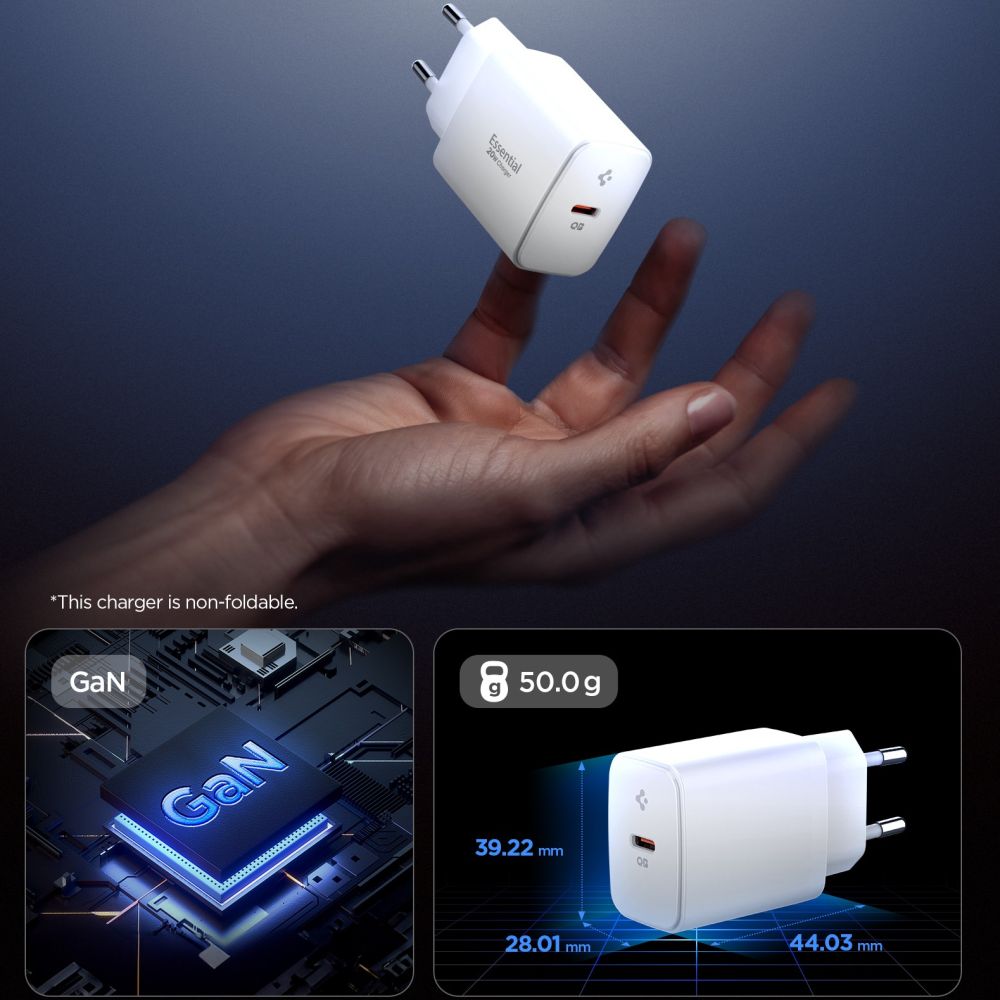 SPIGEN ESSENTIAL EE201EU 1-PORT NETWORK CHARGER 20W WHITE SPIGEN ESSENTIAL EE201EU 1-PORT NETWORK CHARGER 20W WHITE