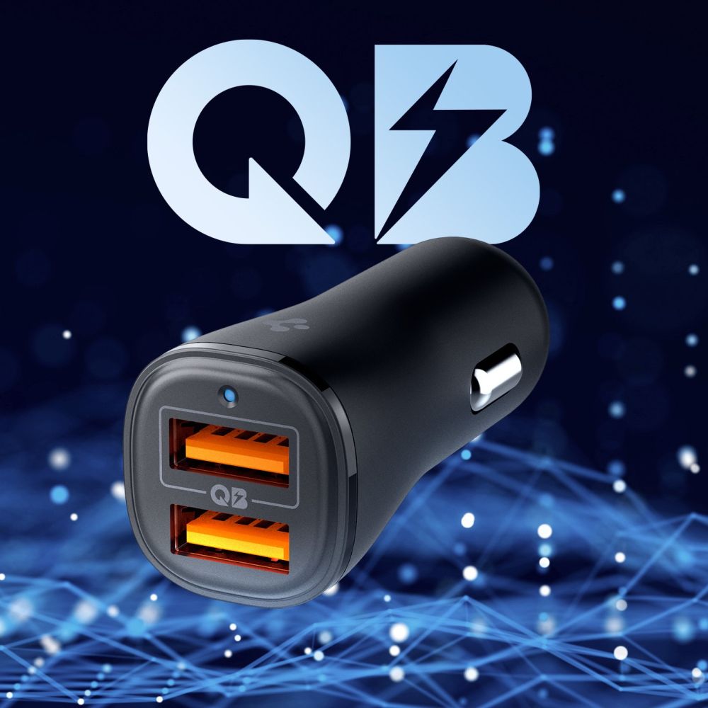 SPIGEN ESSENTIAL EV302 2-PORT CAR CHARGER 30W BLACK SPIGEN ESSENTIAL EV302 2-PORT CAR CHARGER 30W BLACK