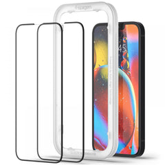 2X OJAČANO STAKLO SPIGEN ALM GLASS FC 2-PACK IPHONE 13 / 13 PRO CRNA