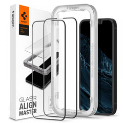 2X OJAČANO STAKLO SPIGEN ALM GLASS FC 2-PACK IPHONE 13 / 13 PRO CRNA