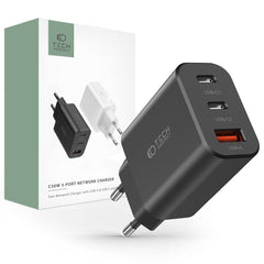 SIEŤOVÁ NABÍJAČKA NA MOBIL A TABLET TECH-PROTECT C30W 3-PORT NETWORK CHARGER PD30W/QC3.0 BLACK