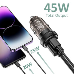 NABIJALICA ZA AUTO TECH-PROTECT CC45W 2-PORTNA AUTO NABIJALICA PD45W/QC3.0 CRNA