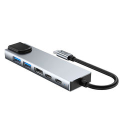 TECH-PROTECT HB02 HUB ADAPTER 6IN1 TYPE-C + USB2.0 + USB3.0 + HDMI 4K 30HZ + RJ45 + PD100W SVEMIRSKA SIVA