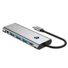 TECH-PROTECT HB04 HUB ADAPTER 9IN1 TYPE-C + USB2.0 + USB3.0 + HDMI 4K 60HZ + SD/TF + PD100W + AV3.5 SVEMIRSKA SIVA