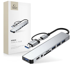 TECH-PROTECT HB06 HUB ADAPTER 9IN1 TYPE-C + USB2.0 + USB3.0 + SD/TF + AV3.5 SVEMIRSKA SIVA