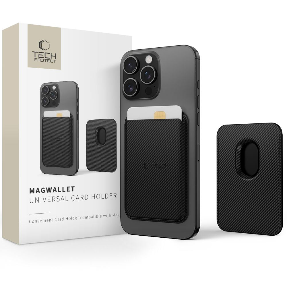 TECH-PROTECT MAGWALLET MAGSAFE UNIVERZALNI MAGNETSKI DRŽAČ KARTICA KARBON