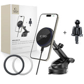 DRŽAČ TELEFONA ZA AUTO S BEZICNIM PUNJENJEM TECH-PROTECT MM15W-V4 MAGNETSKI MAGSAFE DRŽAČ ZA TABLICU I VENTILACIJU S BEZICNIM PUNJAČEM 15W CRNI