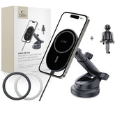 DRŽAČ TELEFONA ZA AUTO S BEŽIČNIM NAPAJANJEM TECH-PROTECT MM15W-V6 MAGNETSKA MAGSAFE NASTAVKA ZA TABLICU I VENTILACIJU S BEŽIČNIM PUNJAČEM 15W CRNA/CRNA