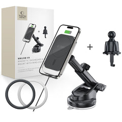 DRŽIAK TELEFÓNU DO AUTA S BEZDRÔTOVÝM NABÍJANÍM TECH-PROTECT MM15W-V9 MAGNETIC MAGSAFE DASHBOARD & VENT CAR MOUNT WIRELESS CHARGER 15W BLACK