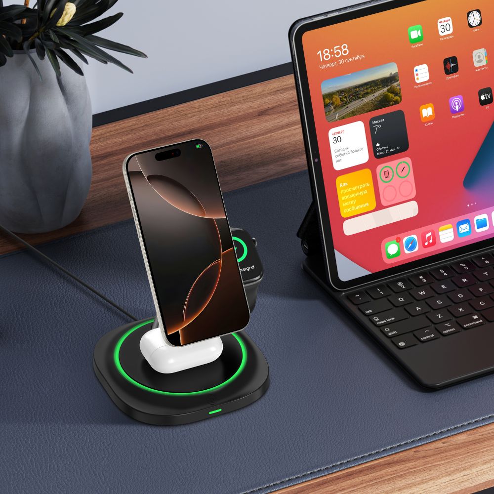 TECH-PROTECT QI15W-A46 3IN1 MAGNETIC MAGSAFE WIRELESS CHARGER BLACK TECH-PROTECT QI15W-A46 3IN1 MAGNETIC MAGSAFE WIRELESS CHARGER BLACK