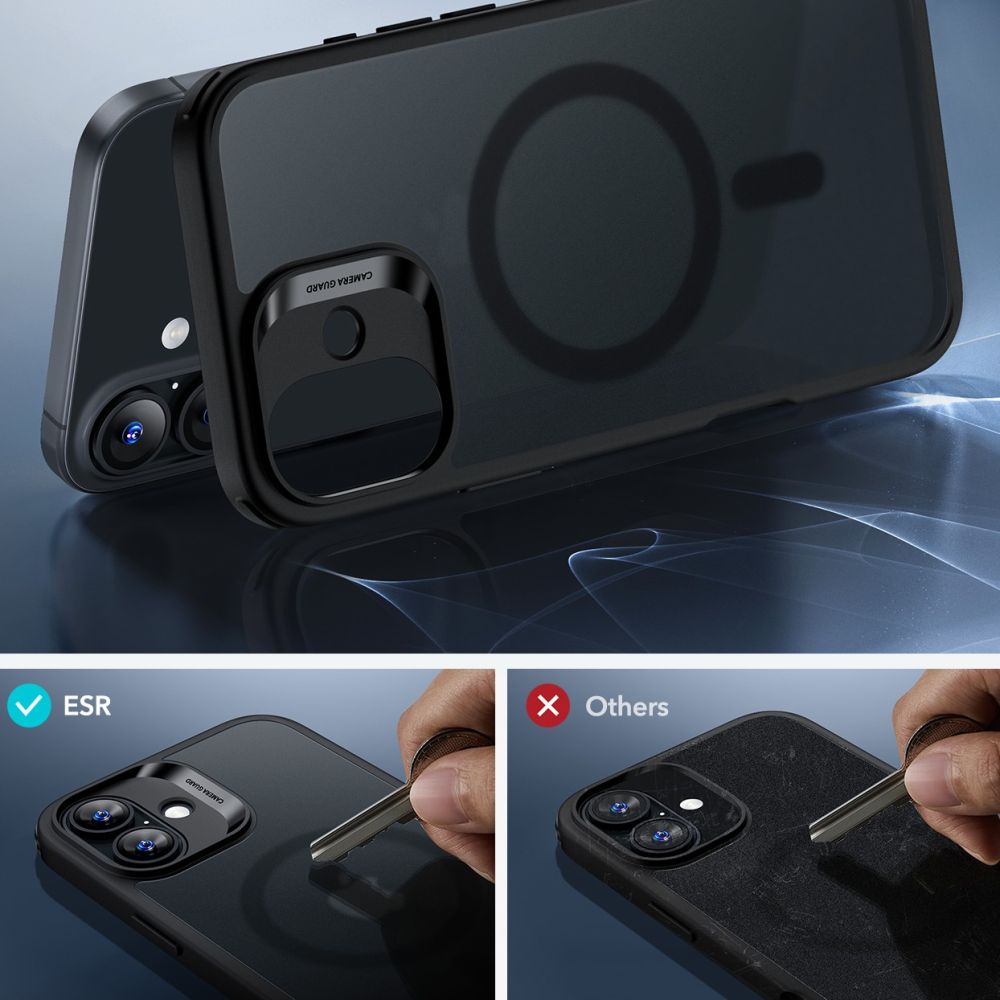 KRYT ESR CLASSIC HYBRID HALOLOCK MAGSAFE & TEMPERED GLASS IPHONE 16 FROSTED BLACK