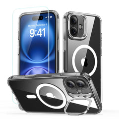KRYT ESR CLASSIC HYBRID KICKSTAND HALOLOCK MAGSAFE & TEMPERED GLASS IPHONE 16 CLEAR