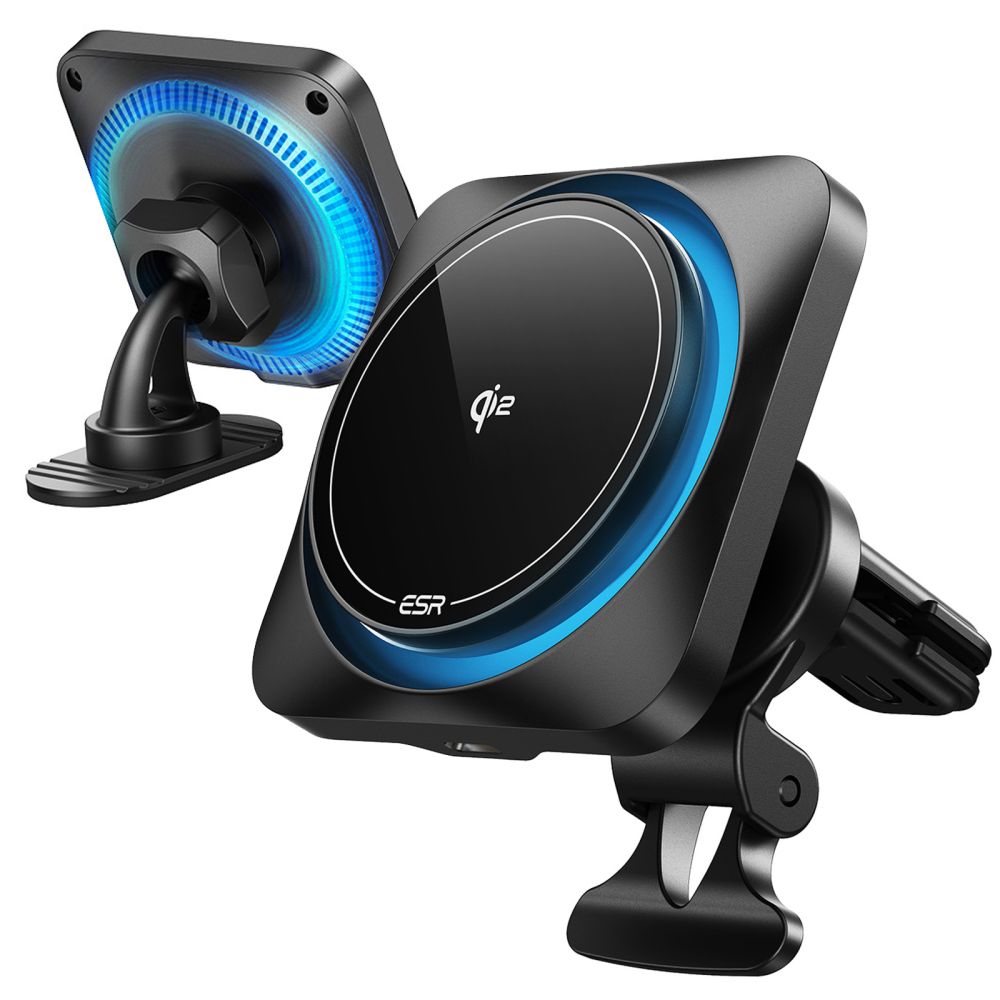 DRŽIAK TELEFÓNU DO AUTA S BEZDRÔTOVÝM NABÍJANÍM ESR HALOLOCK CRYOBOOST MAGNETIC MAGSAFE DASHBOARD & VENT CAR MOUNT WIRELESS CHARGER QI2 15W FROSTED ONYX