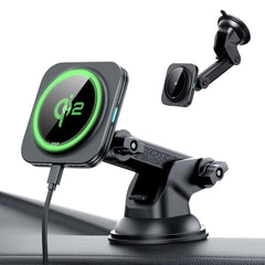 DRŽAČ TELEFONA ZA AUTO S BEZICNIM PUNJAČEM ESR HALOLOCK MAGNETIC MAGSAFE DASKA ZA AUTO BEZICNI PUNJAČ QI2 15W CRNA