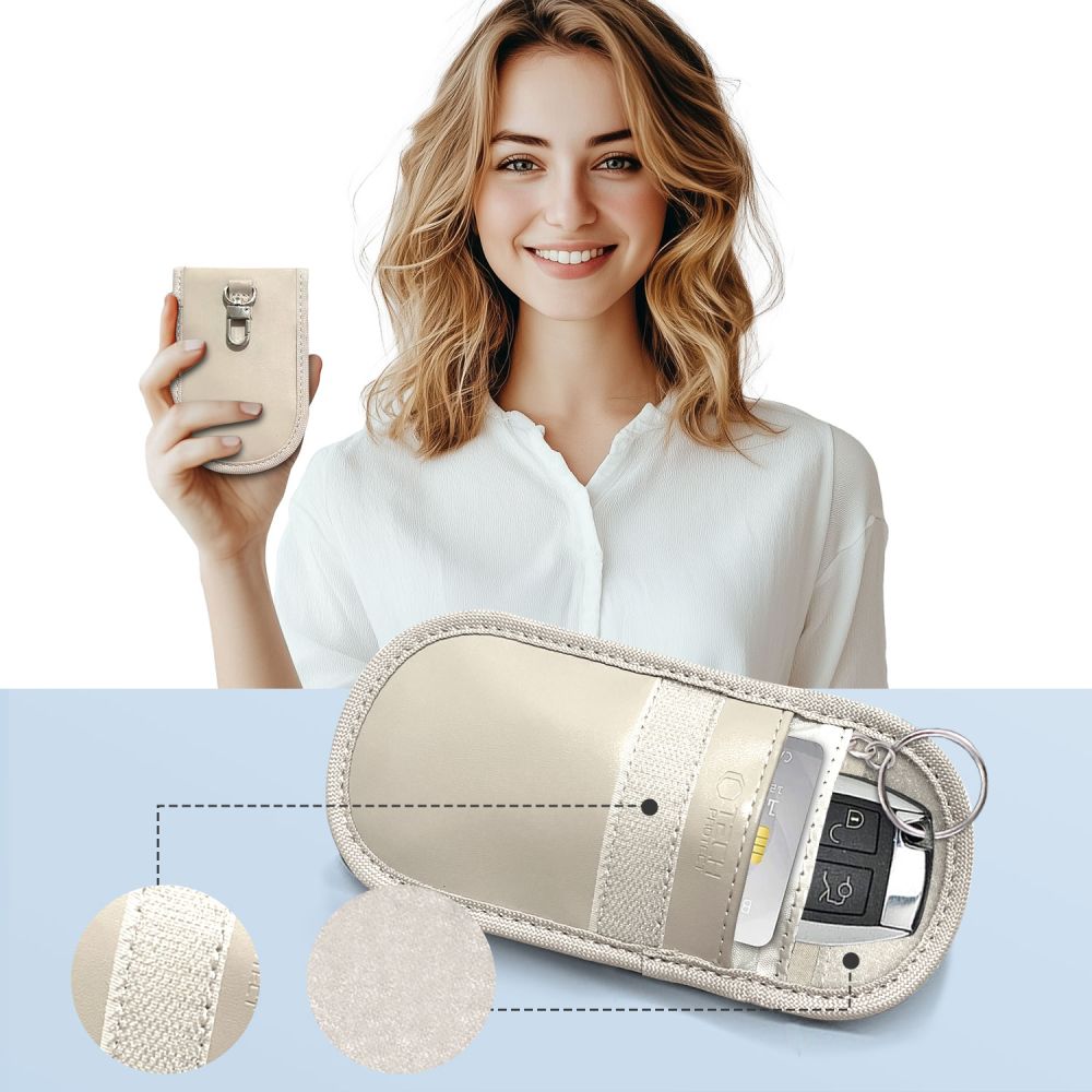 TECH-PROTECT KLR100 POUCH KEYLESS RFID SIGNAL BLOCKER CASE CAFFE LATTE