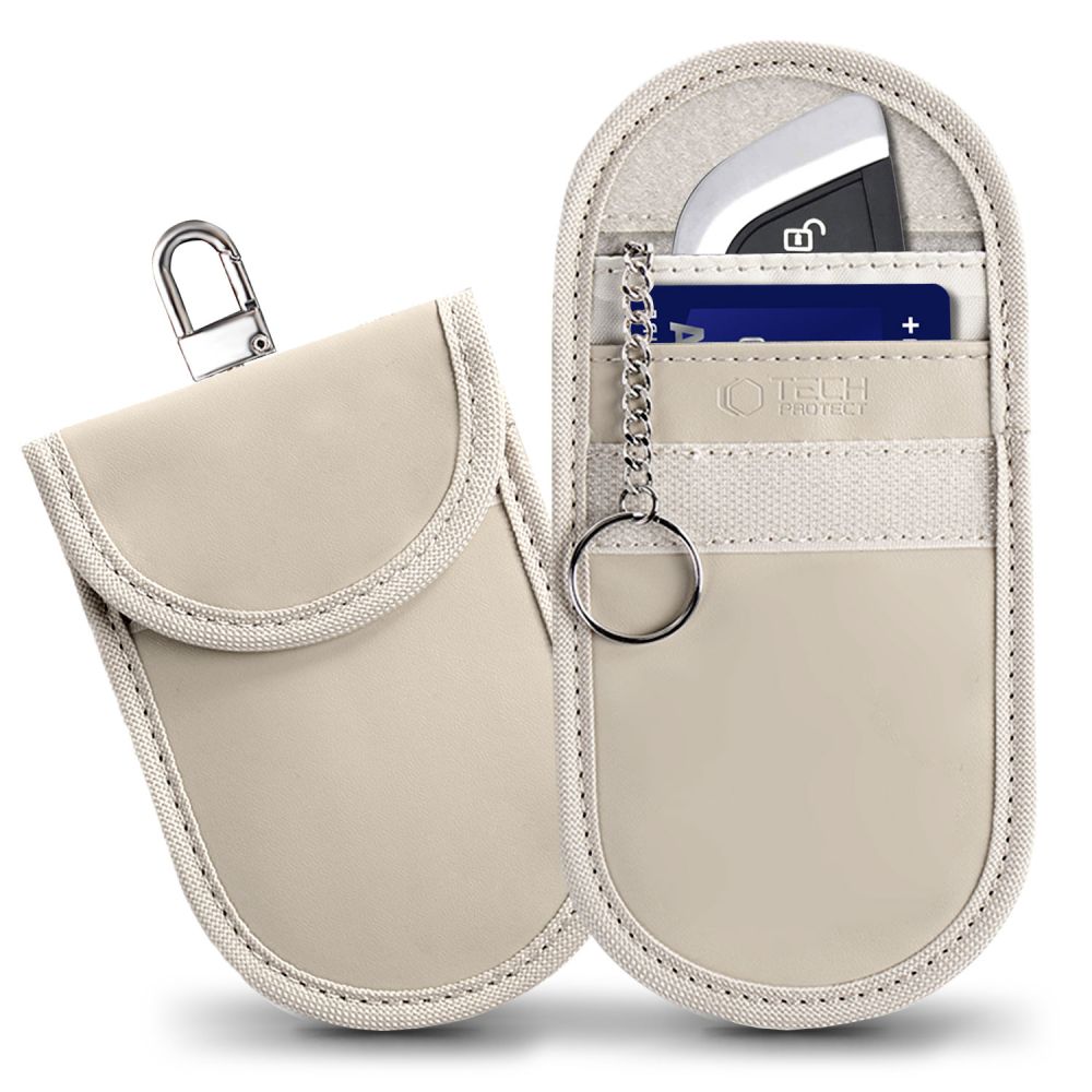TECH-PROTECT KLR100 POUCH KEYLESS RFID SIGNAL BLOCKER CASE CAFFE LATTE