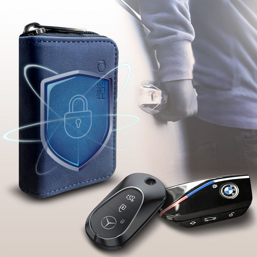 FARADAYA TECH-PROTECT KLR300  BEZKLJUČNI RFID SIGNAL BLOCKER TORBICA TAMNOPLAVA