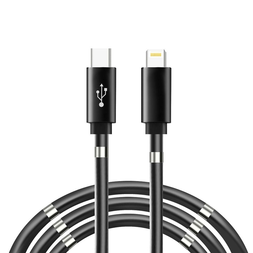 HEYCASE CABLE TYPE C FOR IPHONE LIGHTNING 8-PIN PD18W MAGNETIC 3A C673 BLACK 1M