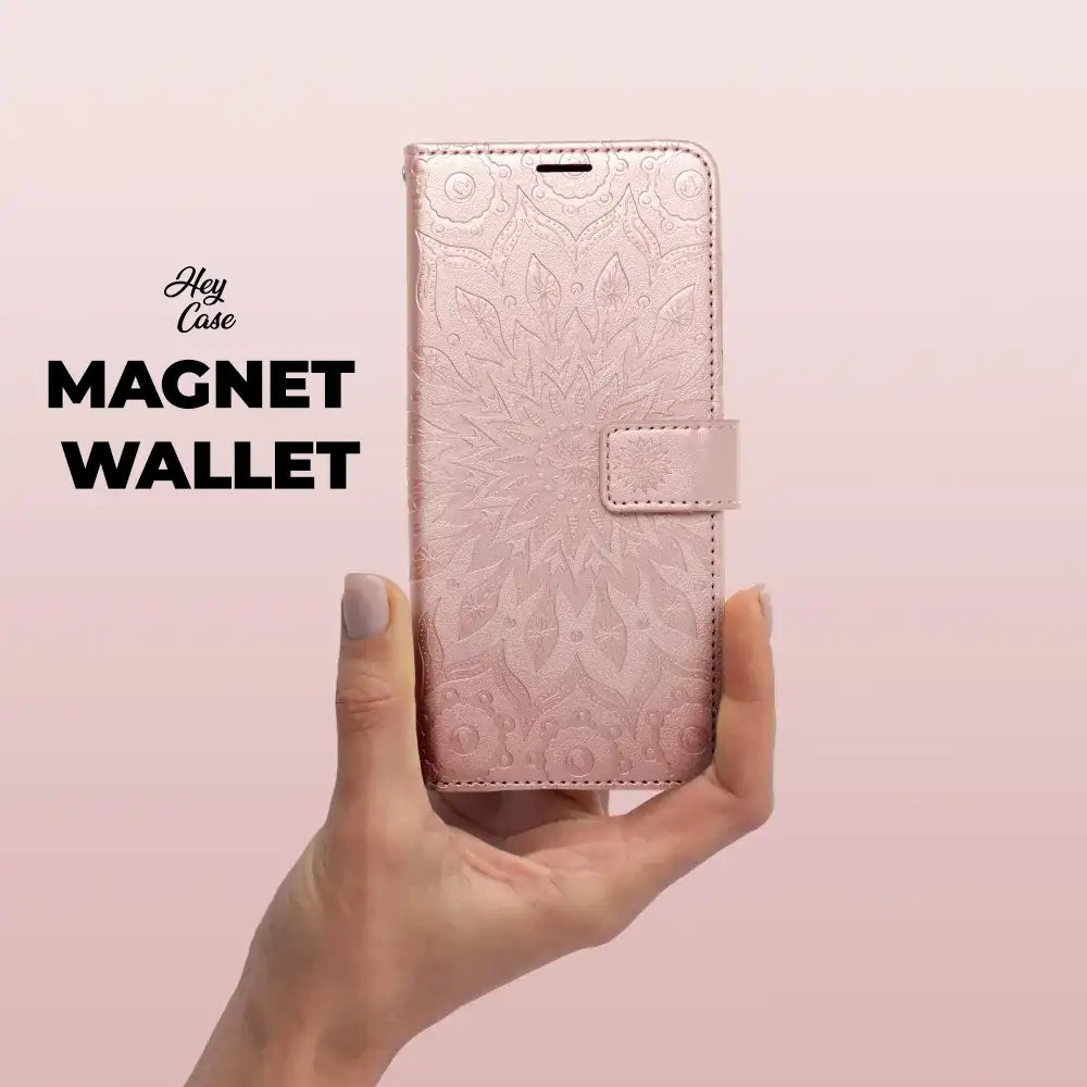 KRYT NA SAMSUNG GALAXY A15 4G / A15 5G HEYCASE MAGNET WALLET MANDALA ROSE GOLD