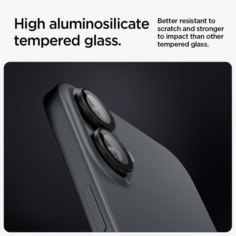ZAŠTITNO TVRDO STAKLO ZA LEĆU FOTOGRAFSKOG APARATA SPIGEN OPTIK PRO  ”EZ FIT” ZAŠTITNIK KAMERE 2-PACK IPHONE 16 / 16 PLUS CRNA