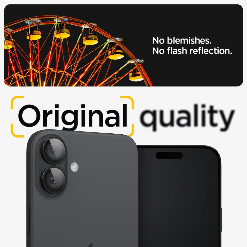 ZAŠTITNO TVRDO STAKLO ZA LEĆU FOTOGRAFSKOG APARATA SPIGEN OPTIK PRO  ”EZ FIT” ZAŠTITNIK KAMERE 2-PACK IPHONE 16 / 16 PLUS CRNA