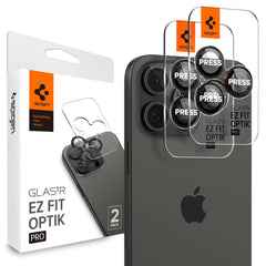 ZAŠTITNO OJAČANO STAKLO ZA LEĆU FOTOGRAFSKOG APARATA SPIGEN OPTIK PRO L-SERIJA GLAS.TR "EZ FIT"  2-PACK IPHONE 14 PRO / PRO MAX / 15 PRO / PRO MAX / 16 PRO / 16 PRO MAX CRNA