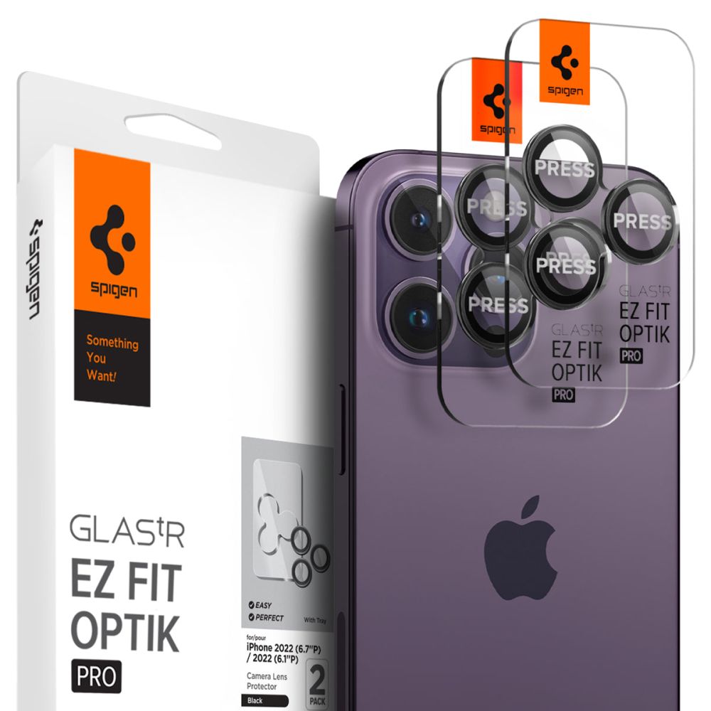ZAŠTITA FOTOAPARATA SPIGEN OPTIK.TR ”EZ FIT”  PROTECTOR 2-PACK IPHONE 14 PRO / 14 PRO MAX CRNA
