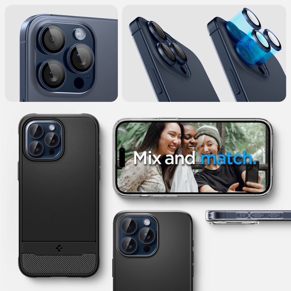 ZAŠTITA FOTOAPARATA SPIGEN OPTIK.TR ”EZ FIT”  2-PACK IPHONE 14 PRO / PRO MAX / 15 PRO / PRO MAX PLAVA TITANIUM