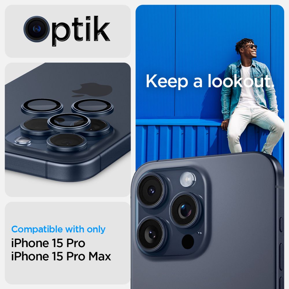 ZAŠTITA FOTOAPARATA SPIGEN OPTIK.TR ”EZ FIT”  2-PACK IPHONE 14 PRO / PRO MAX / 15 PRO / PRO MAX PLAVA TITANIUM