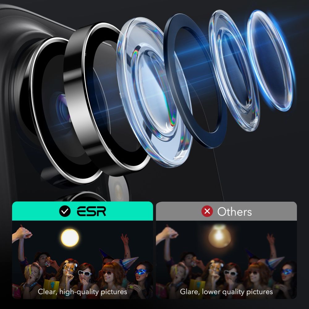 ZAŠTITNO OJAČANO STAKLO ZA LEĆU FOTOAPARATA ESR ARMORITE  IPHONE 16 / 16 PLUS CRNA