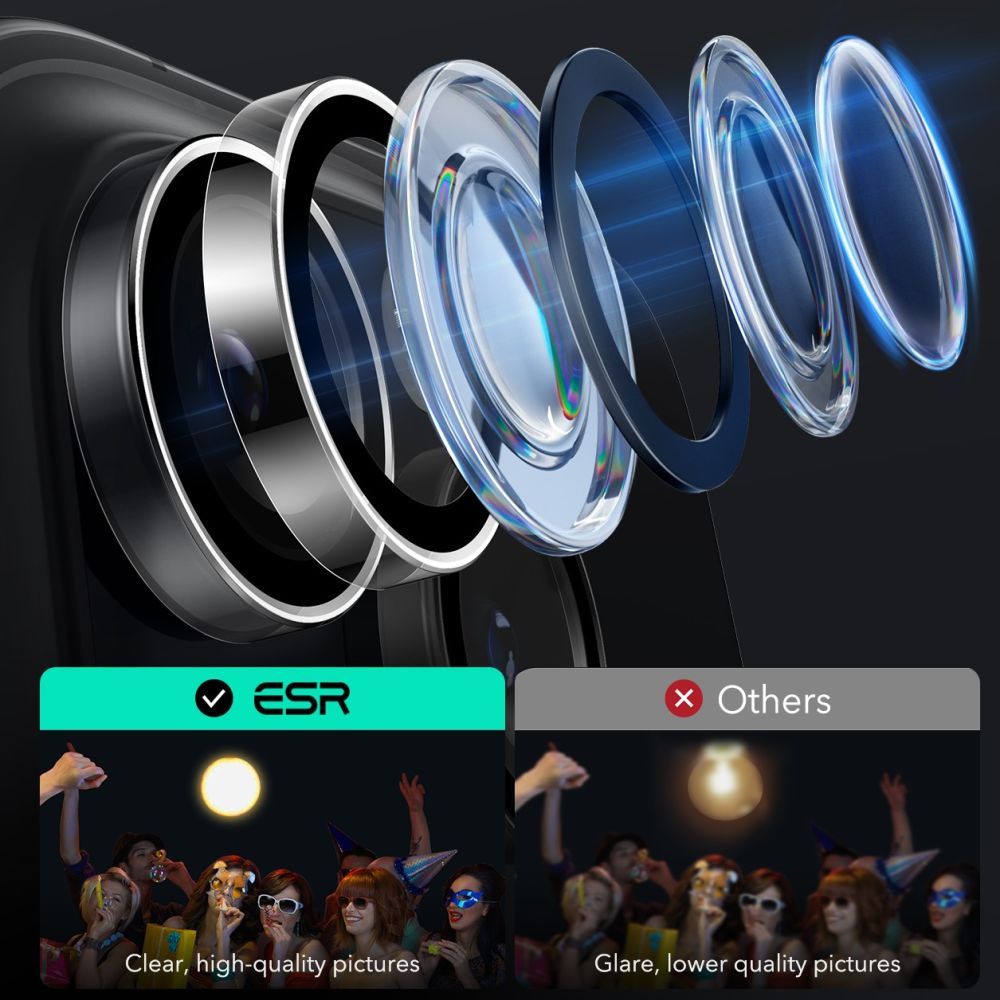 ZAŠTITNO OJAČANO STAKLO ZA LEĆU FOTOAPARATA ESR ARMORITE  IPHONE 16 PRO / 16 PRO MAX PROZIRNO
