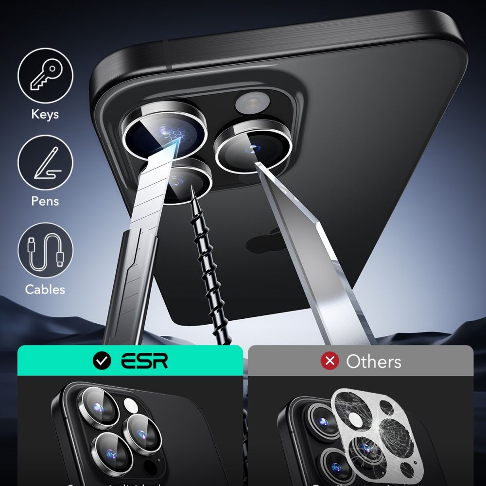 ZAŠTITNO OJAČANO STAKLO ZA LEĆU FOTOAPARATA ESR ARMORITE  IPHONE 16 PRO / 16 PRO MAX PROZIRNO