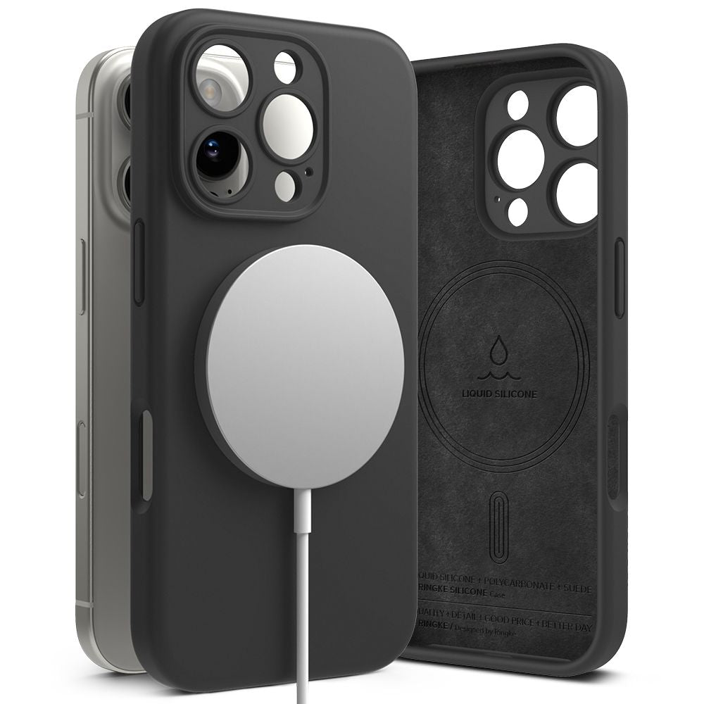  ZA IPHONE 16 PRO RINGKE SILIKONSKA MAGNETSKA MAGSAFE CRNA