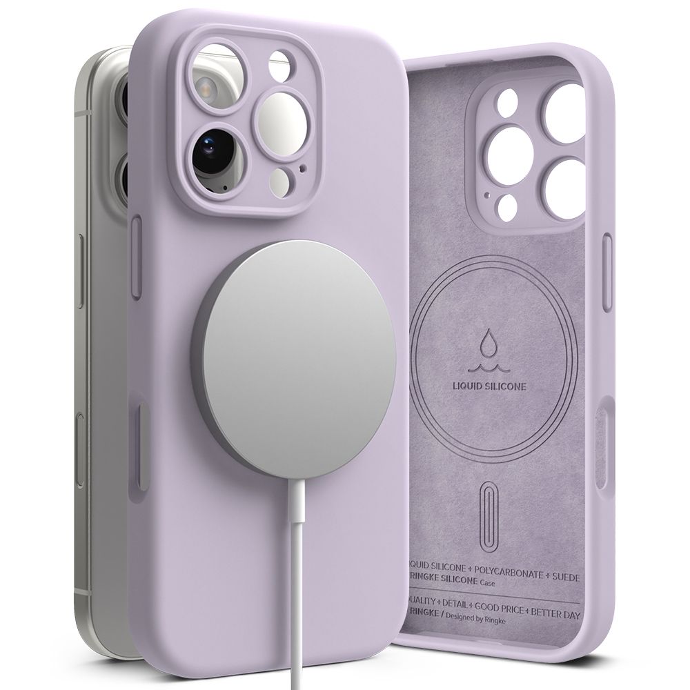 KRYT NA IPHONE 16 PRO RINGKE SILICONE MAGNETIC MAGSAFE LIGHT PURPLE