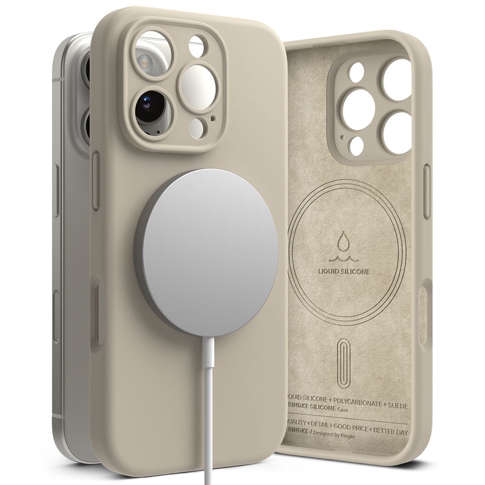 KRYT NA IPHONE 16 PRO RINGKE SILICONE MAGNETIC MAGSAFE STONE