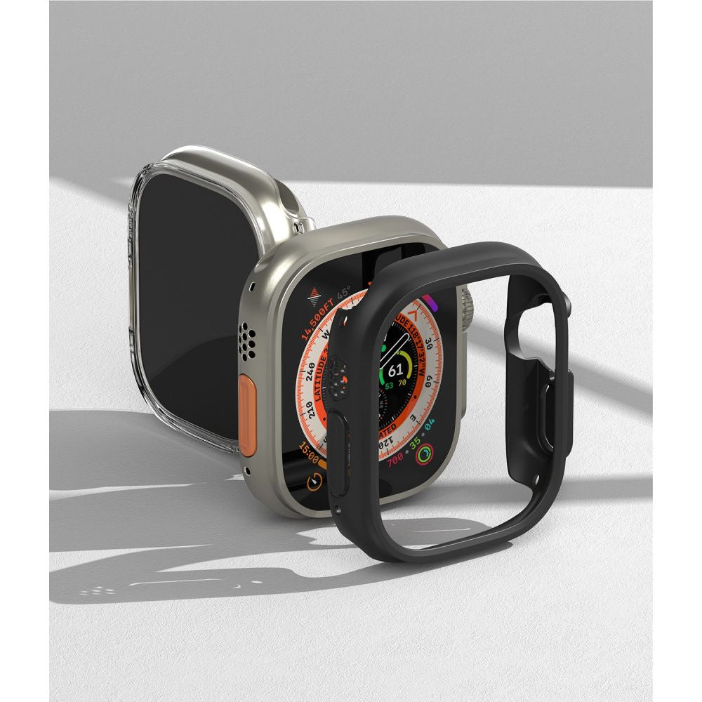 2X  ZA APPLE WATCH ULTRA 49 MM RINGKE SLIM 2-PACK PROZIRNA & MAT CRNA