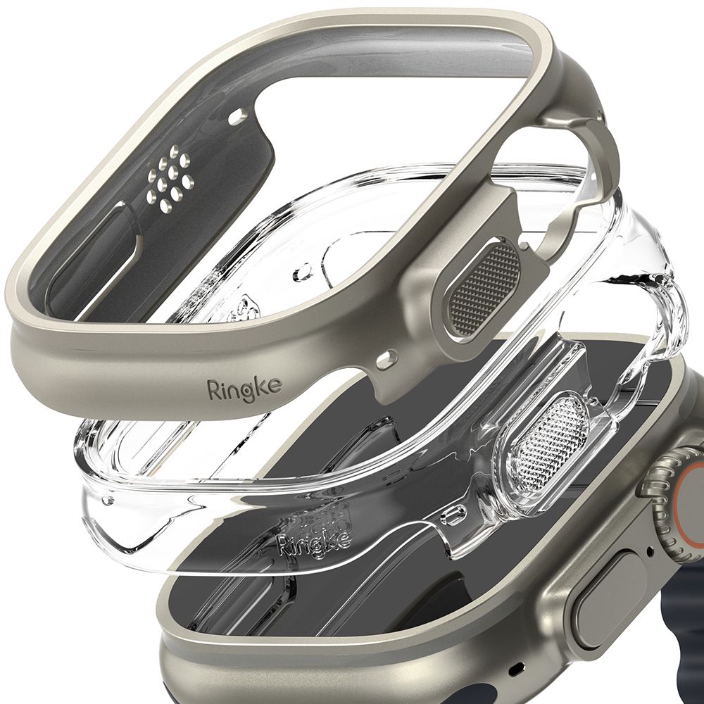 2X OCHRANNÉ PUZDRO NA APPLE WATCH ULTRA 49 MM RINGKE SLIM 2-PACK CLEAR & TITANIUM GREY