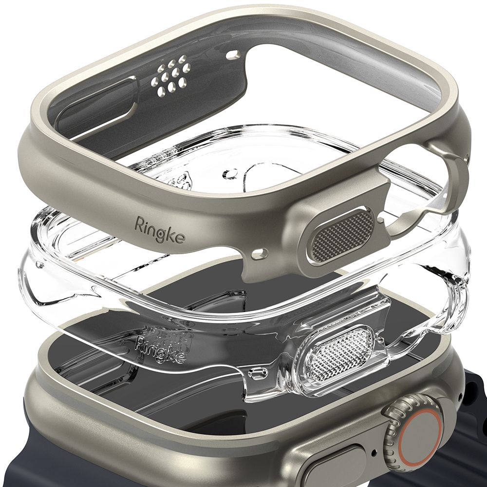 2X OCHRANNÉ PUZDRO NA APPLE WATCH ULTRA 49 MM RINGKE SLIM 2-PACK CLEAR & TITANIUM GREY