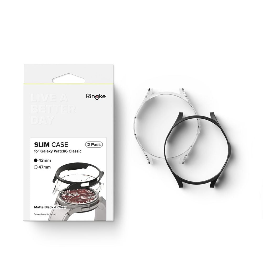 OVITEK RINGKE SLIM 2-PAK GALAXY WATCH 6 CLASSIC (43 MM) PROZOREN & ČRN.