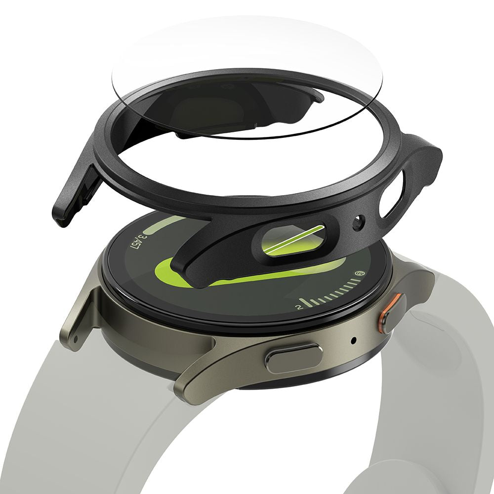 OCHRANNÉ PUZDRO S TVRDENÝM SKLOM NA SAMSUNG GALAXY WATCH 7 ( 44 MM ) RINGKE SLIM & TEMPERED GLASS TITANIUM BLACK
