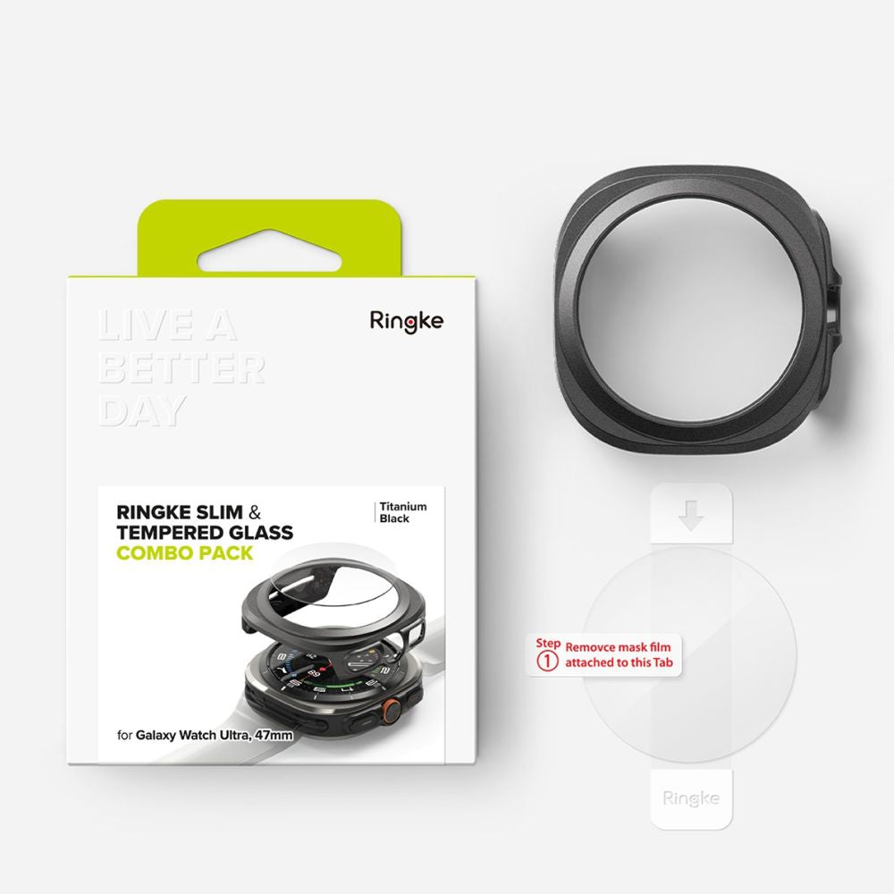 ZAŠTITNA  S OJAČANIM STAKLOM ZA SAMSUNG GALAXY WATCH ULTRA (47 MM) RINGKE SLIM & OJAČANO STAKLO TITAN CRNO