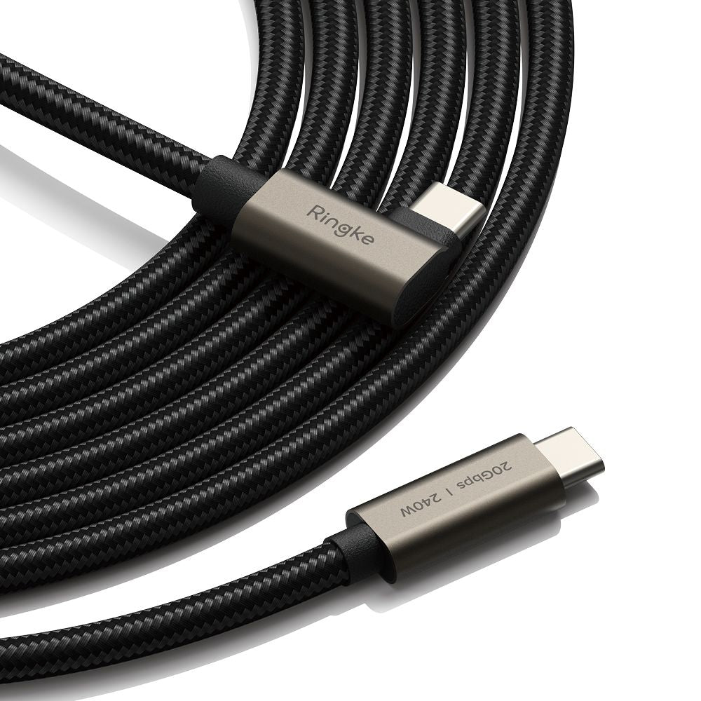 RINGKE USB 3.2 GEN 2X2 TYPE-C 90 STUPNJEVA KABEL PD240W 100CM CRNA