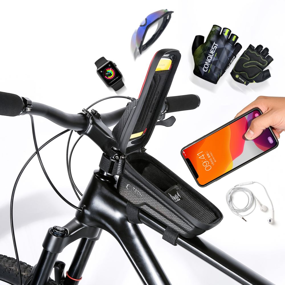UNIVERZÁLNA TAŠKA NA BICYKEL S DRŽIAKOM NA TELEFÓN SAKWA TECH-PROTECT V2 UNIVERSAL BIKE MOUNT ”M” BLACK