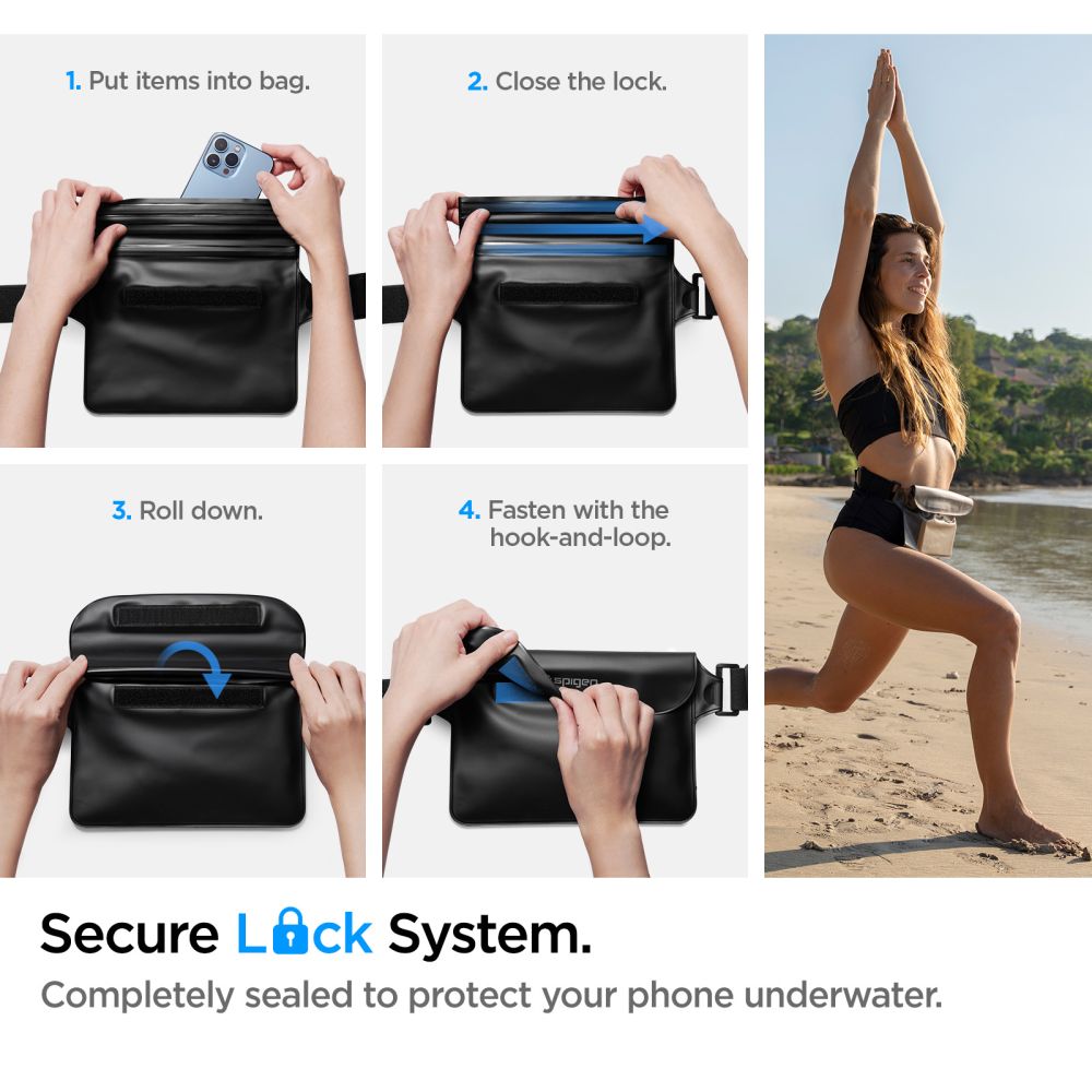 VODOTESNÉ PUZDRO SPIGEN A620 UNIVERSAL WATERPROOF WAIST BAG BLACK
