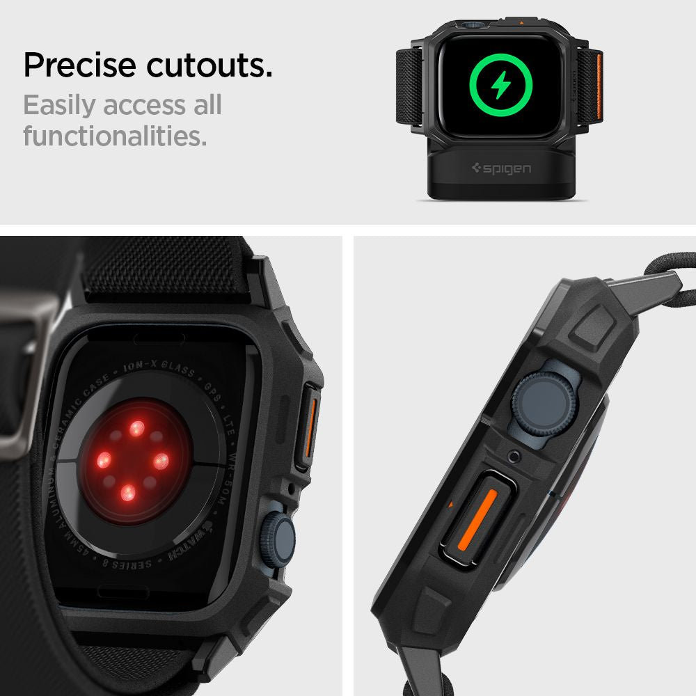 REMEN S MASKOM ZA APPLE WATCH 4 / 5 / 6 / 7 / 8 / 9 / SE 44 / 45 MM SPIGEN LITE FIT "PRO" MATTE BLACK