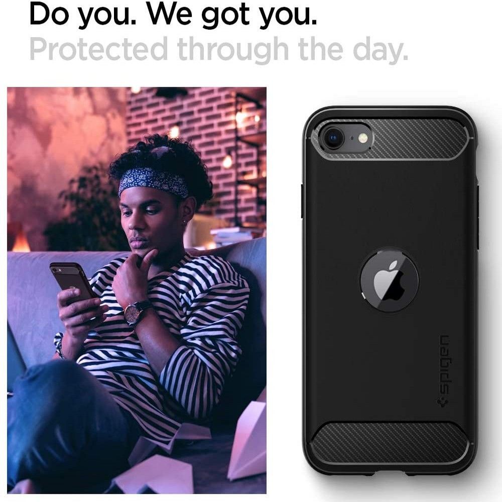 KRYT SPIGEN RUGGED ARMOR IPHONE SE 2020 / SE 2022  BLACK