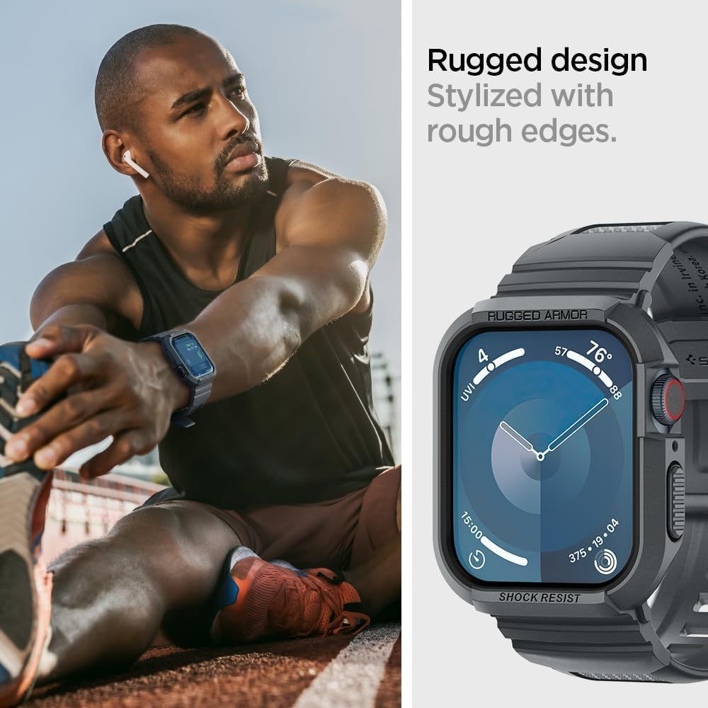 REMIENOK SPIGEN RUGGED ARMOR ”PRO” APPLE WATCH 4 / 5 / 6 / 7 / 8 / 9 / SE (44 / 45 MM) DARK GREY
