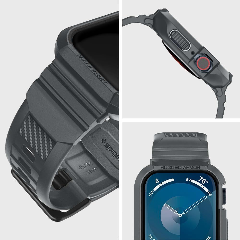 REMIENOK SPIGEN RUGGED ARMOR ”PRO” APPLE WATCH 4 / 5 / 6 / 7 / 8 / 9 / SE (44 / 45 MM) DARK GREY